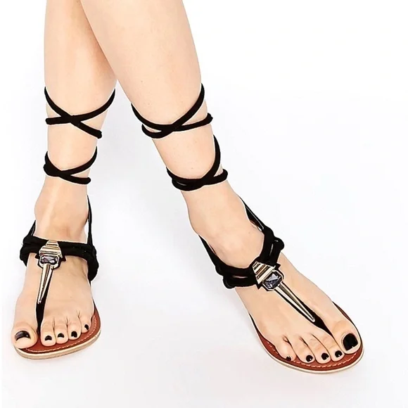 ASOS Fix It Embellished Tie Up Sandals - Picture 2 of 8